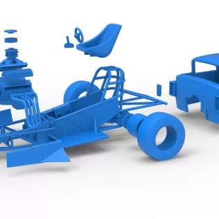 Front engine old school dragster with shell V12 Scale 1:25 - Model thumbnail 23