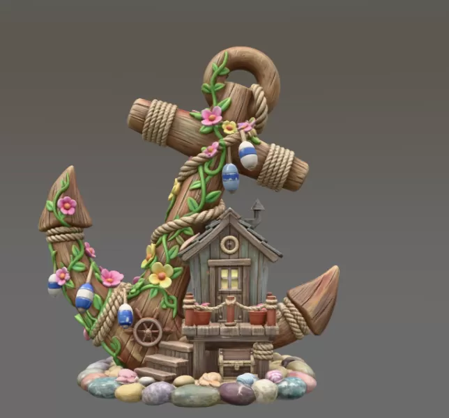 Anchor Fairy House STL File for 3D Print - Model preview 3