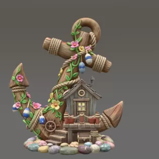Anchor Fairy House STL File for 3D Print - Model thumbnail 3