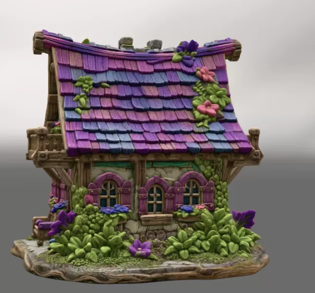 Enchanted Bloom Cottage STL File for 3D Printing - Model preview 7