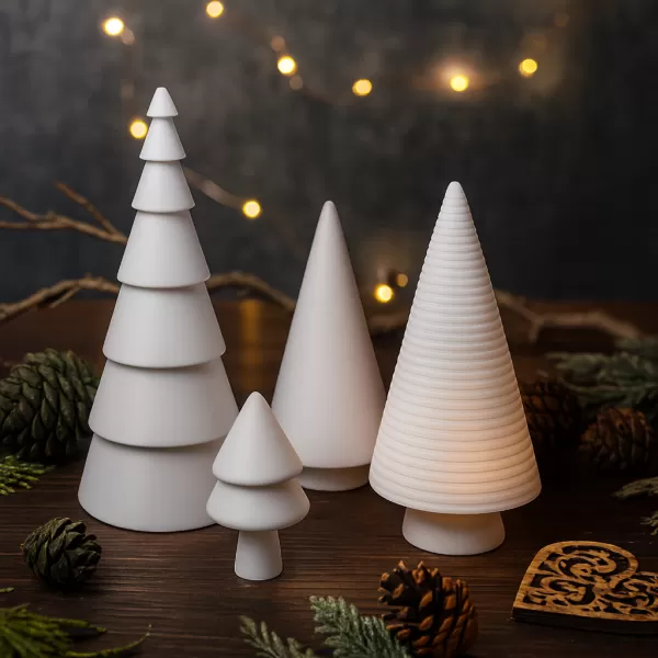 Minimal Christmas Tree Decor Set | 4 pcs Modern Holiday Trees - Model preview 4