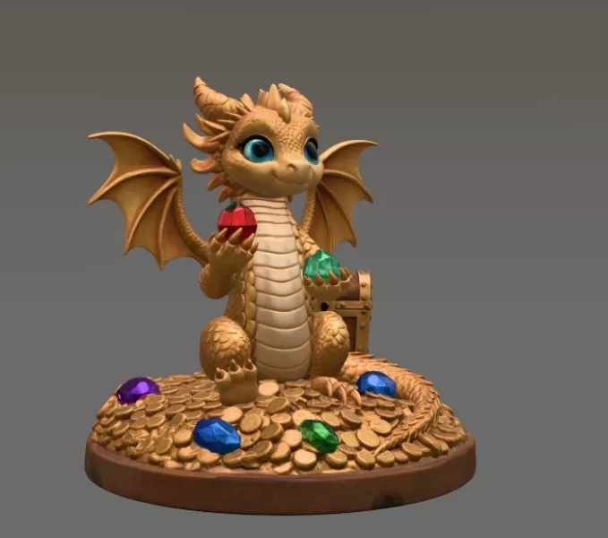 Treasure Guardian Dragon STL File 3D Print - Model preview 4