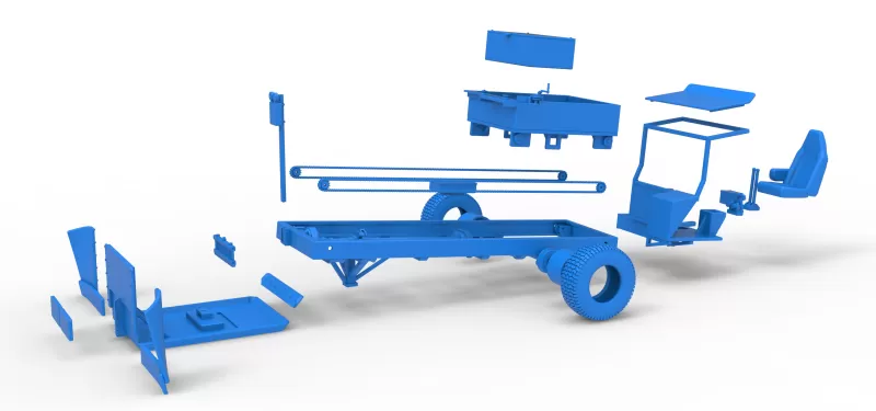 Garden Tractor pulling sled Scale 1:25 - Model preview 28