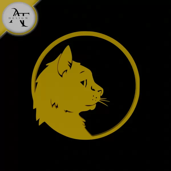 Cat - Silhouette - 2D Wall Art Decor - Model preview 1