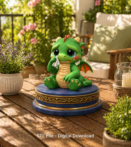 Cute Crying Baby Dragon STL File for 3D Printing - Model preview 1