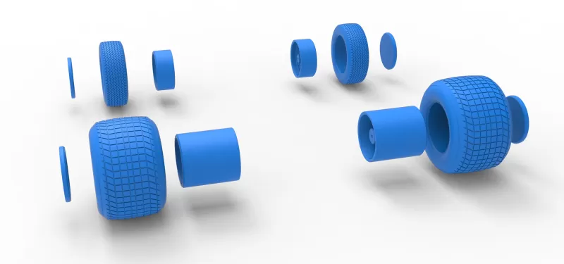 Wheel Set of Vintage Dirt Silver Crown Car Scale 1:25 - Model preview 15