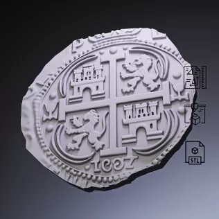 Gold Doubloon Coin #rOz - Model thumbnail 1