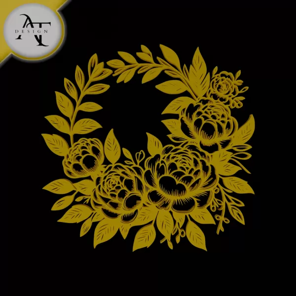 Flowers - Line Art - 2D Wall Art Decor - Model preview 1