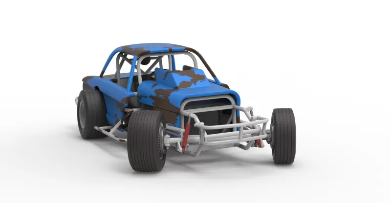 Vintage Dirt Modified stock car V10 while turning Scale 1:25 - Model preview 25