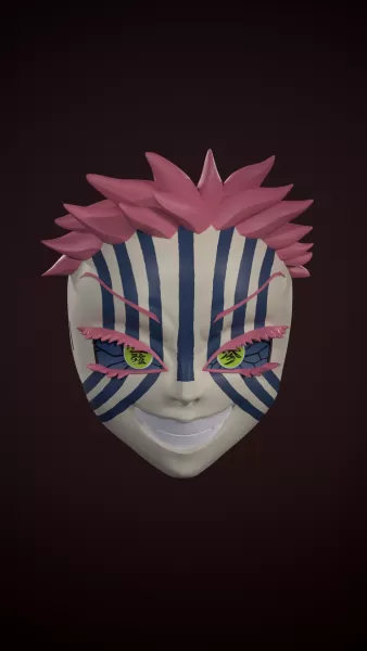 Kimetsu no yaiba akaza mask cosplay demon slayer - Model preview 9