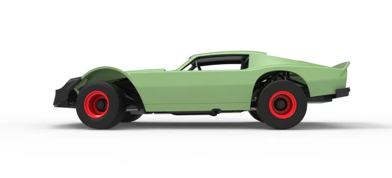 Vintage Dirt late model Race car Version 3 while turning 1:25 - Model preview 9