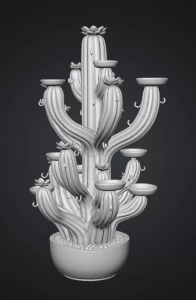 Blooming Cactus Jewelry Organizer STL File for 3D Print - Model preview 15