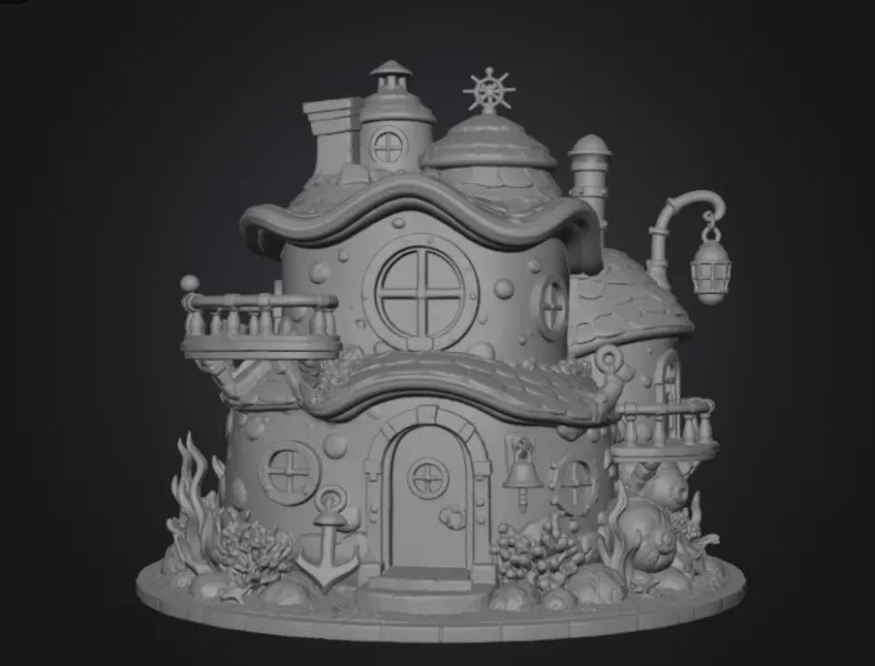 Seaside Fantasy Cottage STL File for 3D Print - Model preview 12