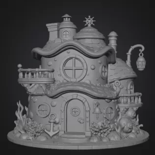 Seaside Fantasy Cottage STL File for 3D Print - Model thumbnail 12