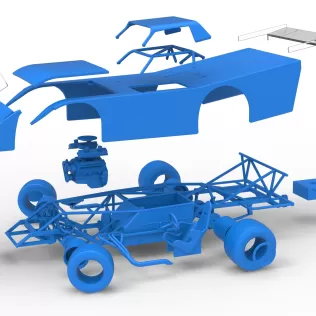 Vintage Dirt late model Race car V5 while turning Scale 1:25 - Model thumbnail 28
