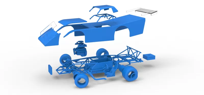 Vintage Dirt late model Race car V5 while turning Scale 1:25 - Model preview 28