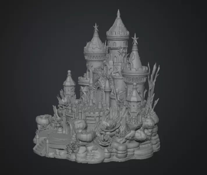 Coral Kingdom Fantasy Castle STL File for 3D Print - Model preview 16