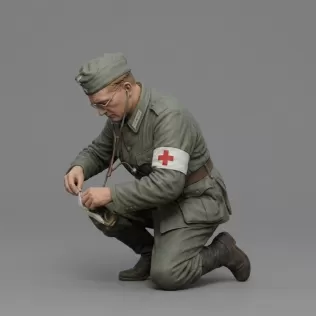 WWII Field Medic Treating Wounded Soldier