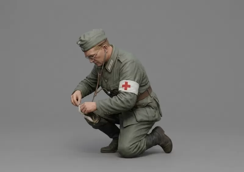 WWII Field Medic Treating Wounded Soldier - Model preview 2
