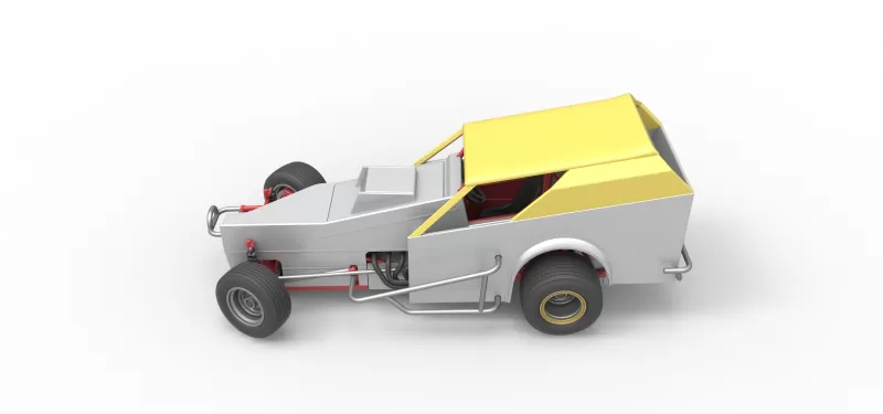 Vintage Dirt Modified stock car V7 while turning Scale 1:25 - Model preview 10