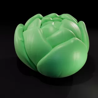 Cabbage Succulent Candle Printable 3D Model - Model thumbnail 1