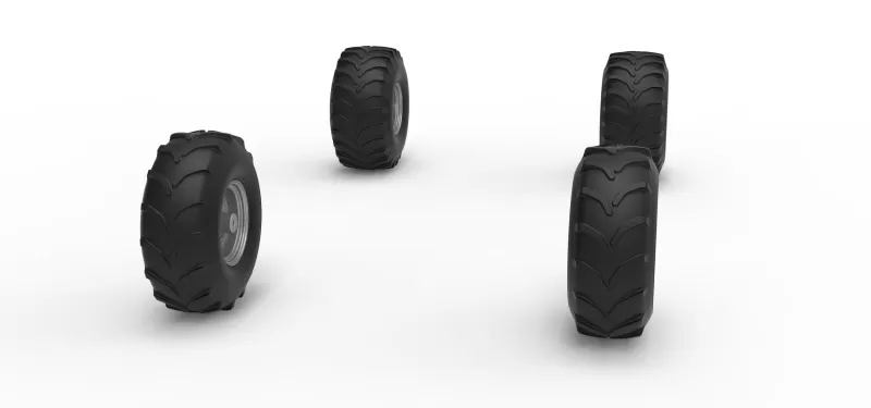 Wheel set of Mud dragster Version 3 Scale 1:25 - Model preview 3