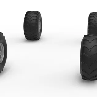 Wheel set of Mud dragster Version 3 Scale 1:25 - Model thumbnail 3