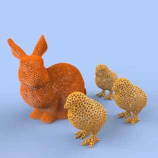 Easter Decors Rabbit and Chick, Easter Gift Idea, 3D Printing - Model thumbnail 4