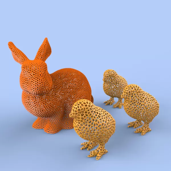 Easter Decors Rabbit and Chick, Easter Gift Idea, 3D Printing - Model preview 4