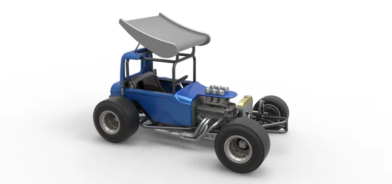 Vintage Winged Supermodified stock car Version 2 Scale 1:25 - Model preview 24