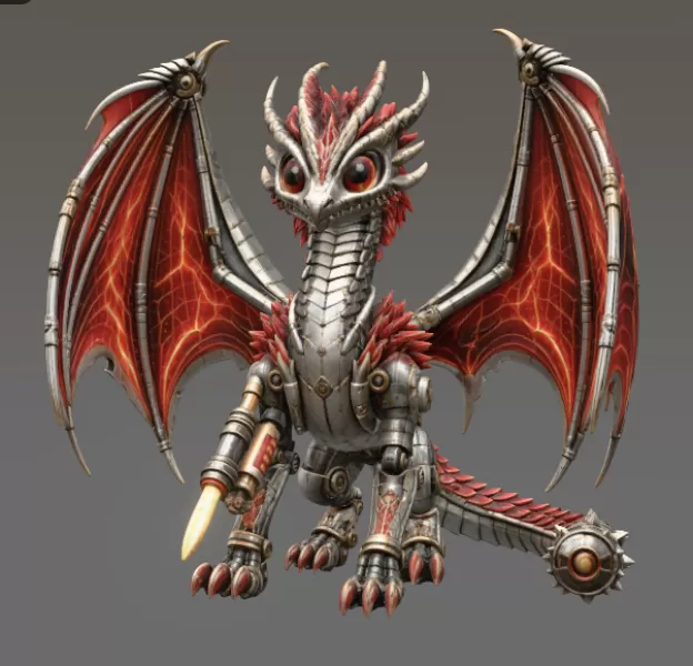 Mechanical Inferno Dragon STL File for 3D Print - Model preview 6