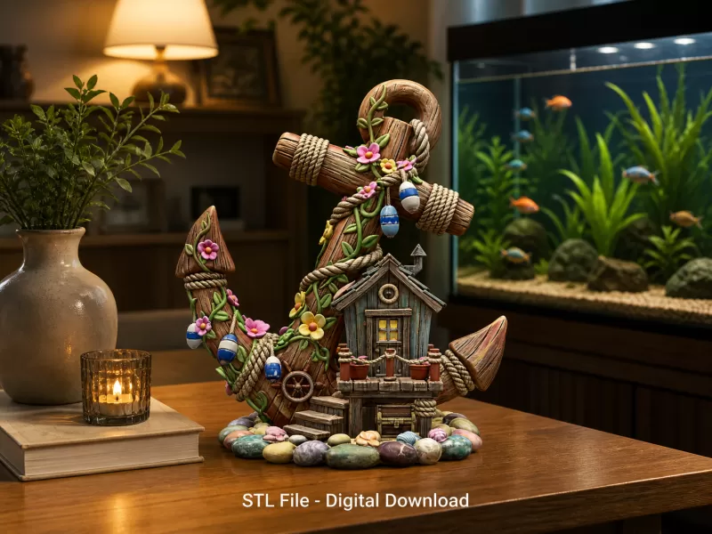 Anchor Fairy House STL File for 3D Print - Model preview 2