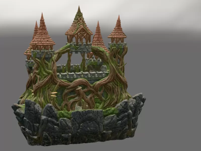 Enchanted Thornwood Fortress STL File for 3D Print - Model preview 5