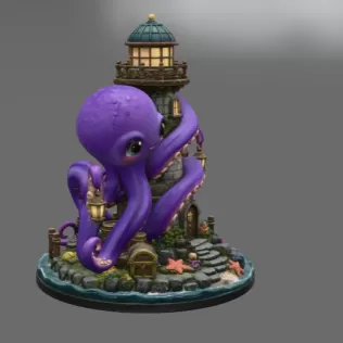 Octopus Lighthouse Keeper STL File for 3D Print - Model thumbnail 9