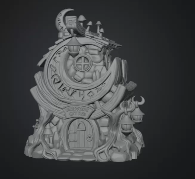 Moonlit Mystic Cottage STL File for 3D Print - Model preview 13