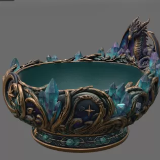 Celestial Crystal Dragon Bowl STL File for 3D Print - Model thumbnail 9