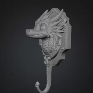Cute Dragon Wall Hook STL File Digital Download - Model thumbnail 9