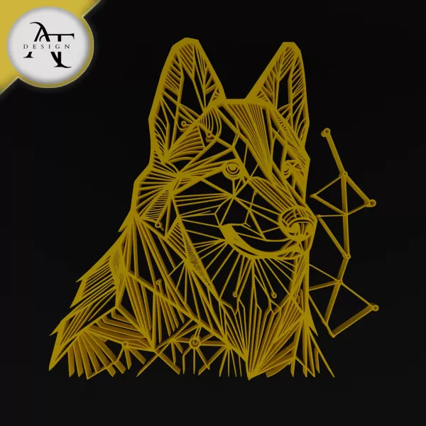 Wolf - Geometric - 2D Wall Art Decor - Model preview 1