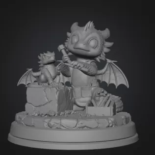 Cute Dragon Sculptor STL File for 3D Printing - Model thumbnail 8