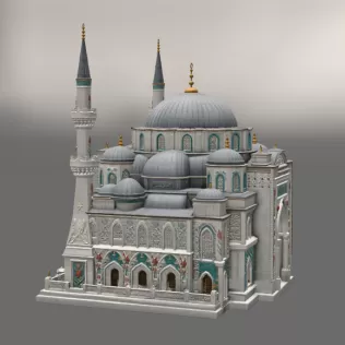 Blue Dome and Twin Minaret Architecture STL File for 3D Print - Model thumbnail 11