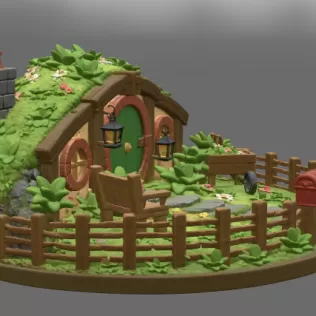 Cozy Hobbit Garden Cottage STL File for 3D Print - Model thumbnail 11