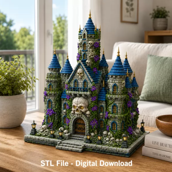 Skull Bloom Castle STL File for 3D Print - Model preview 1