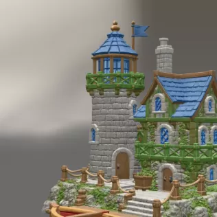 Coastal Lighthouse Cottage STL File for 3D Print - Model thumbnail 5