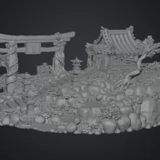 🏯 Japanese Sakura Shrine Garden STL File for 3D Print - Model thumbnail 11