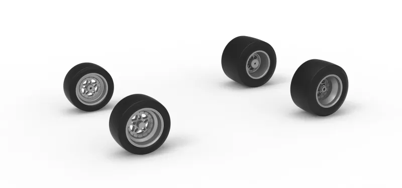 Wheel Set of Pavement Silver Crown Car Scale 1:25 - Model preview 1