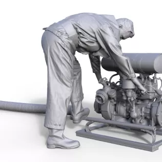 Figure firefighter with pump