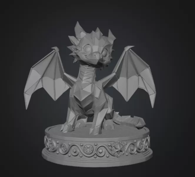 Origami Style Baby Dragon STL File for 3D Print - Model preview 12