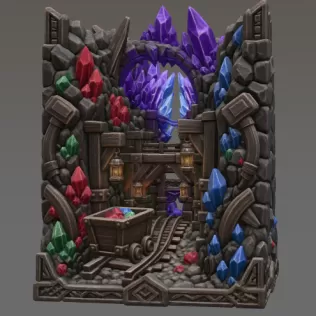 Fantasy Mining Tunnel Book Nook STL File for 3D Print - Model thumbnail 9