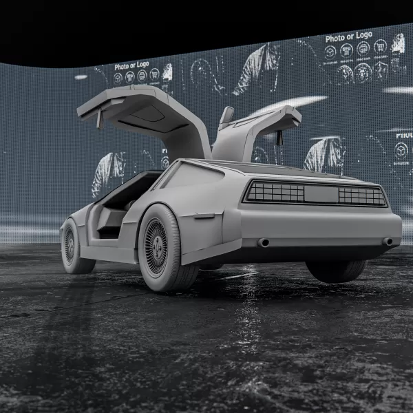 DMC DeLorean with Open Doors – 3D Printable Car Model - Model preview 4