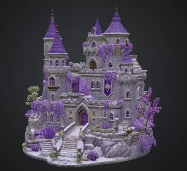 Lavender Bloom Castle STL File for 3D Print - Model preview 7